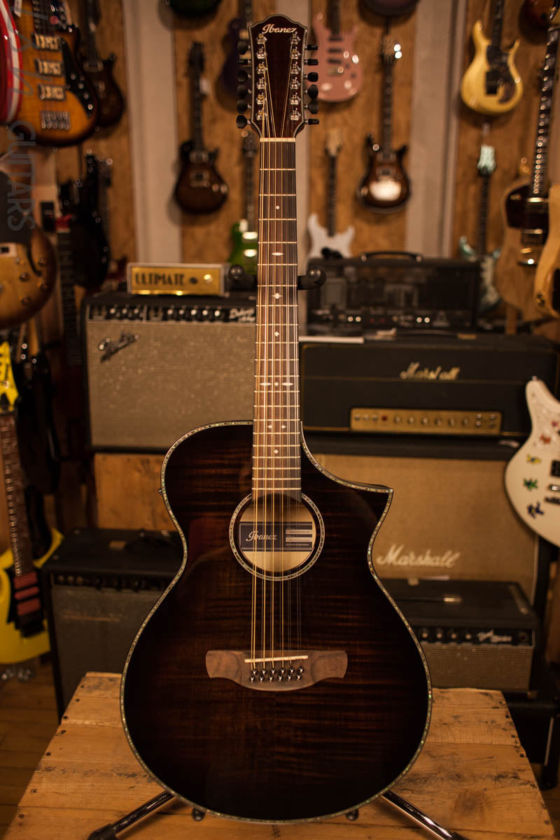 2018 Ibanez Artwood AEWC4012FM Tiger Burst Hi Gloss 12 String Acoustic