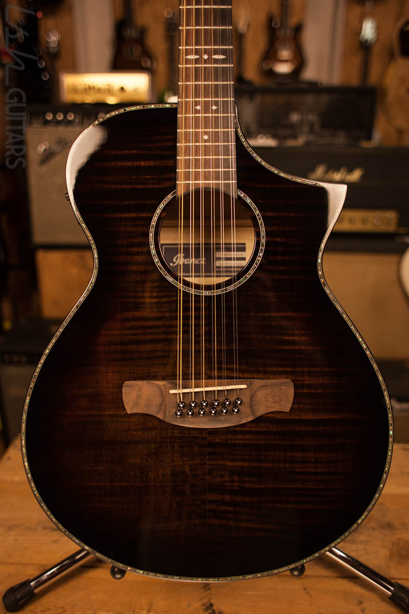 2018 Ibanez Artwood AEWC4012FM Tiger Burst Hi Gloss 12 String Acoustic