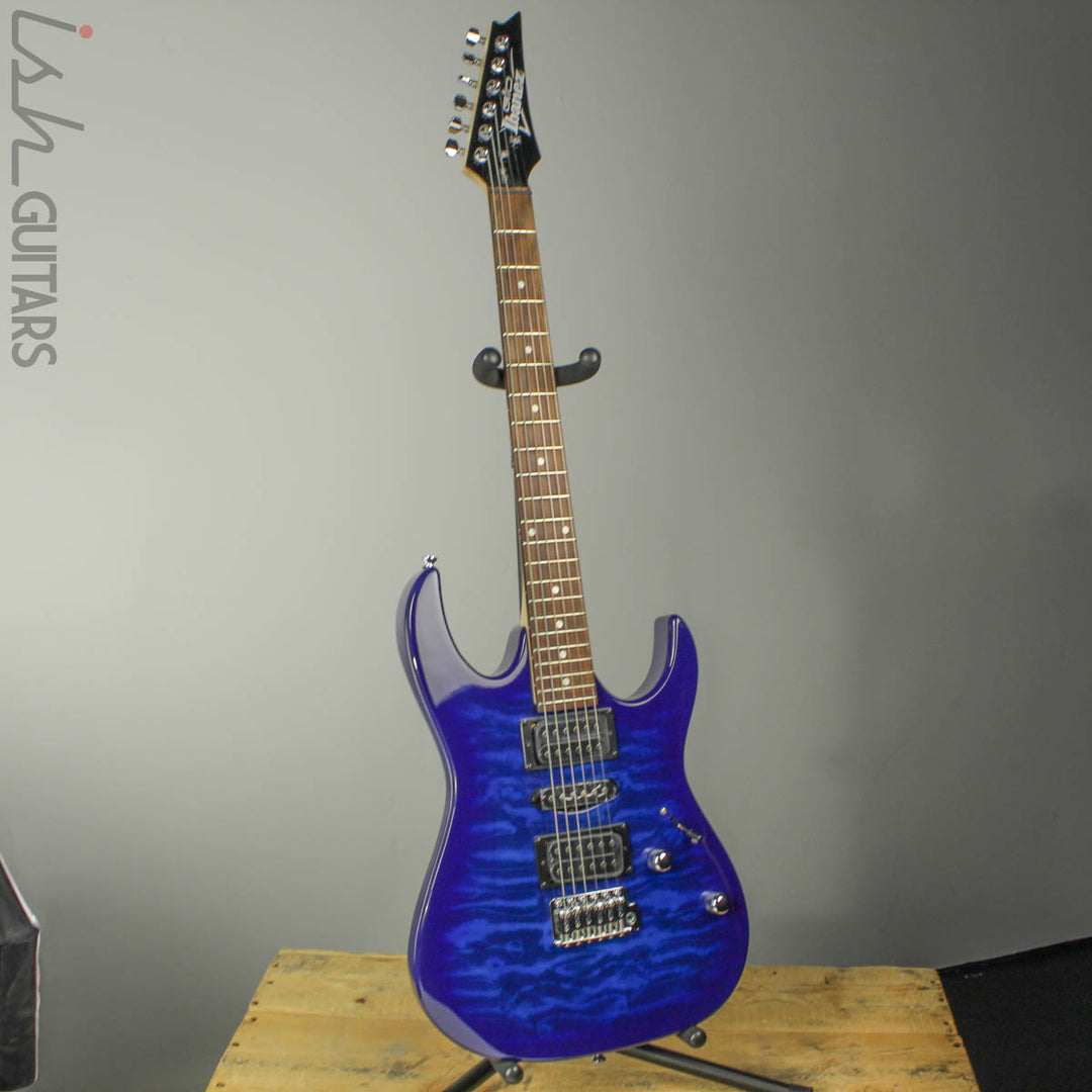 2018 Ibanez Gio GRX70QA Transparent Blue Burst