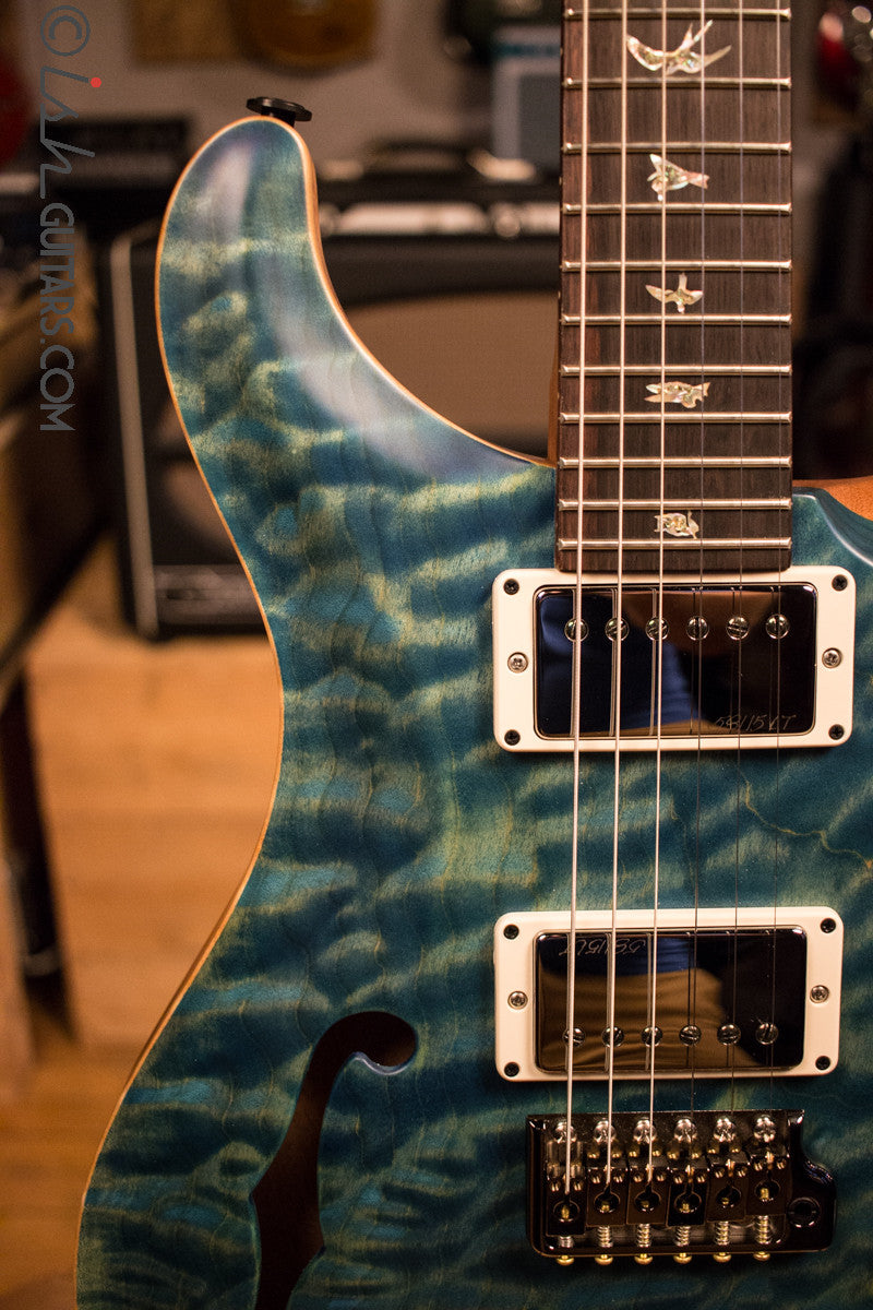 Paul Reed Smith PRS Custom 24 Semi-Hollow Wood Library Quilt Top Aquableux