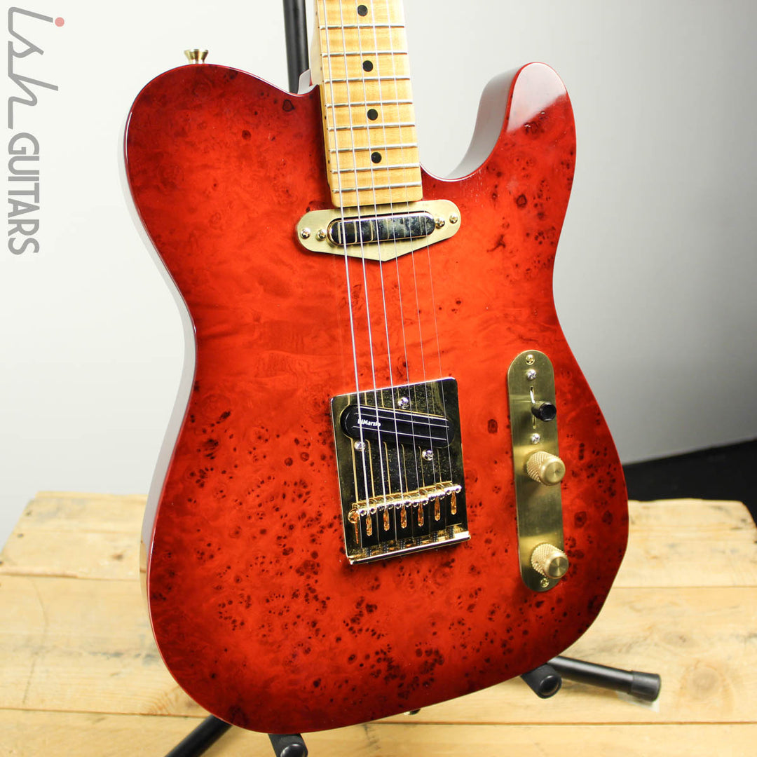 Bruton Guitars T-Style Burl Top Cherryburst