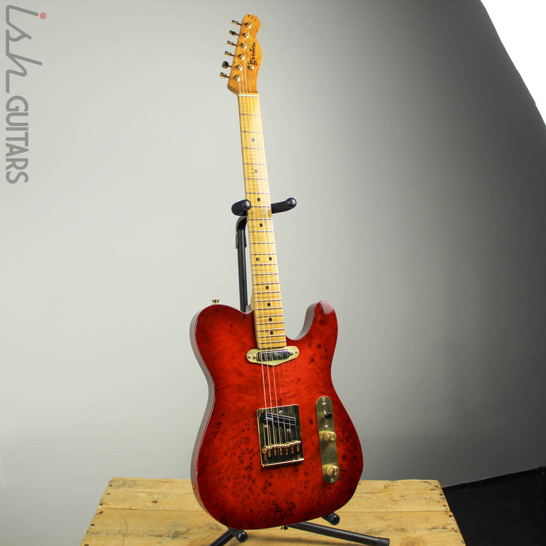 Bruton Guitars T-Style Burl Top Cherryburst