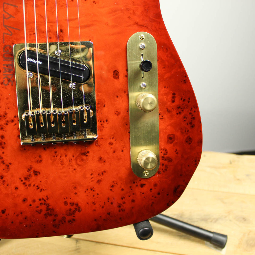 Bruton Guitars T-Style Burl Top Cherryburst
