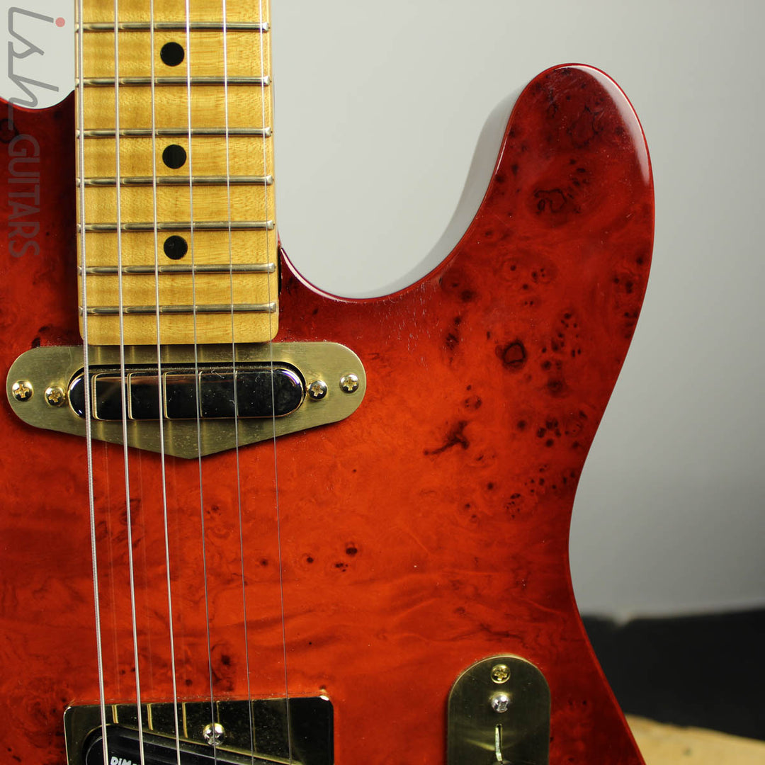 Bruton Guitars T-Style Burl Top Cherryburst