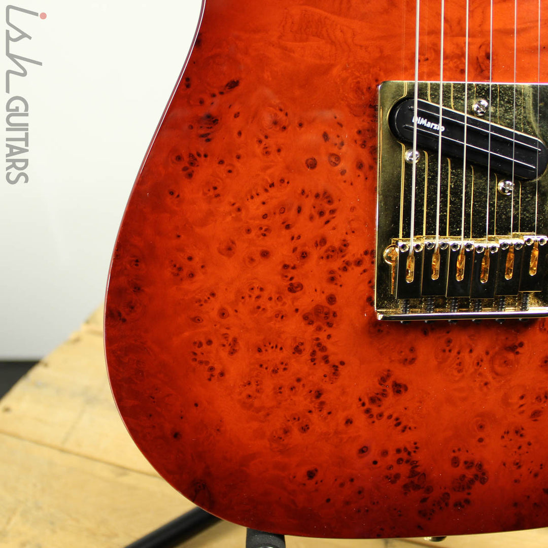 Bruton Guitars T-Style Burl Top Cherryburst