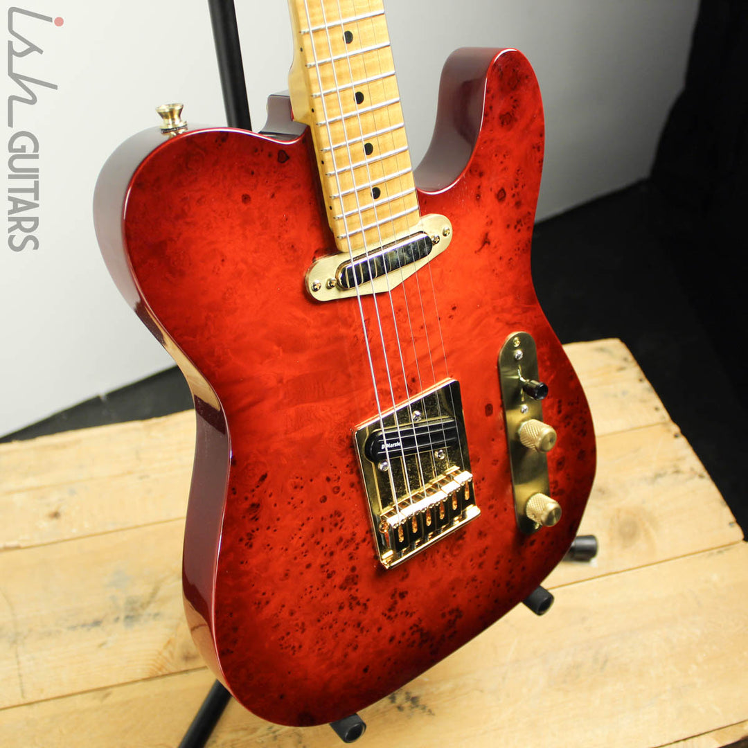 Bruton Guitars T-Style Burl Top Cherryburst