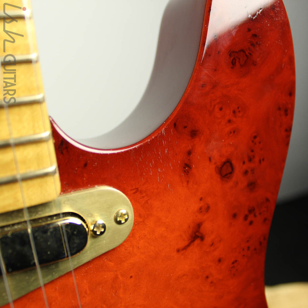 Bruton Guitars T-Style Burl Top Cherryburst