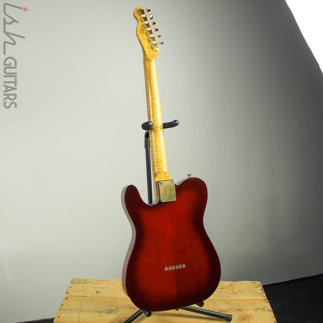 Bruton Guitars T-Style Burl Top Cherryburst