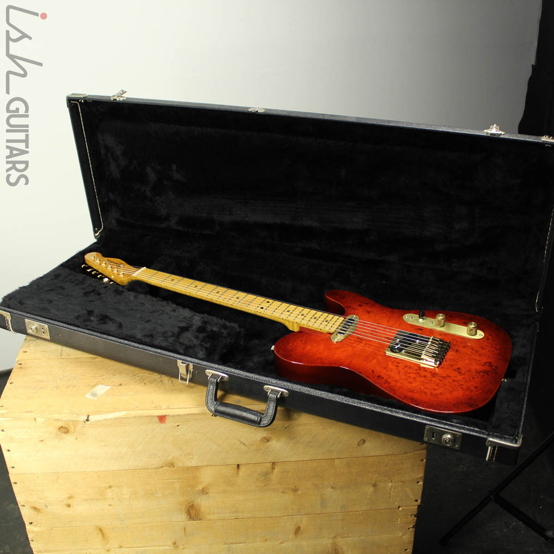 Bruton Guitars T-Style Burl Top Cherryburst