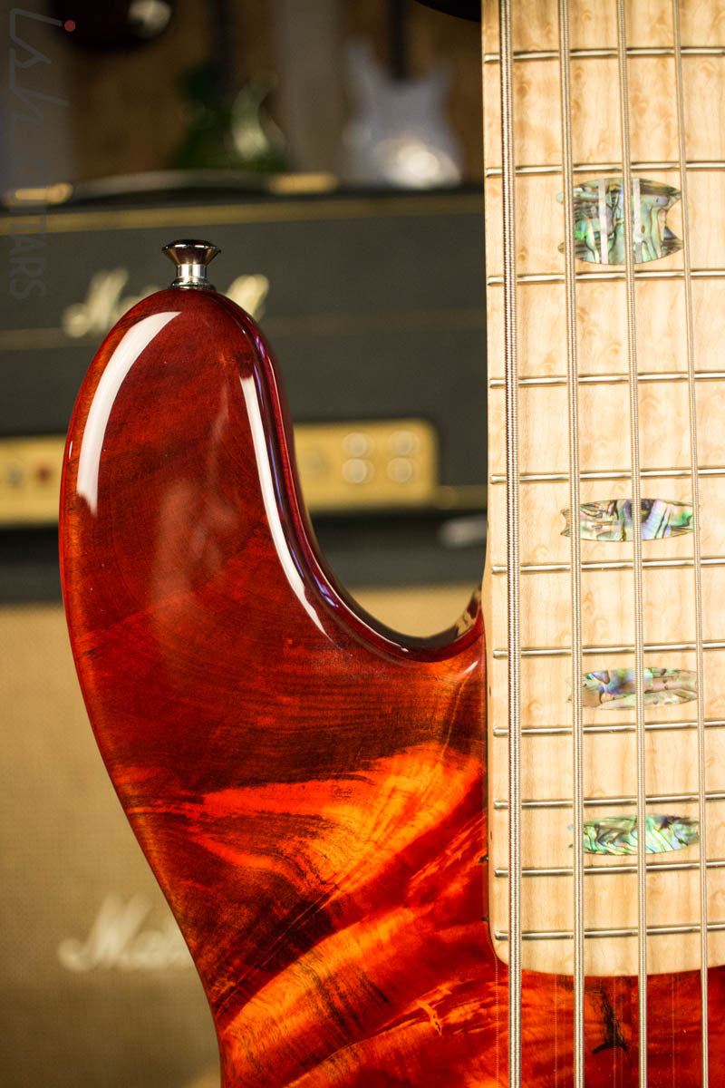 2018 Spector Coda DLX 5 Inferno Red Buckeye Burl Jazz Bass