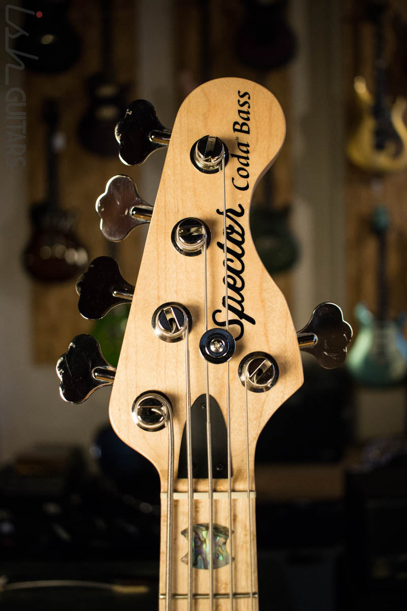 2018 Spector Coda DLX 5 Inferno Red Buckeye Burl Jazz Bass