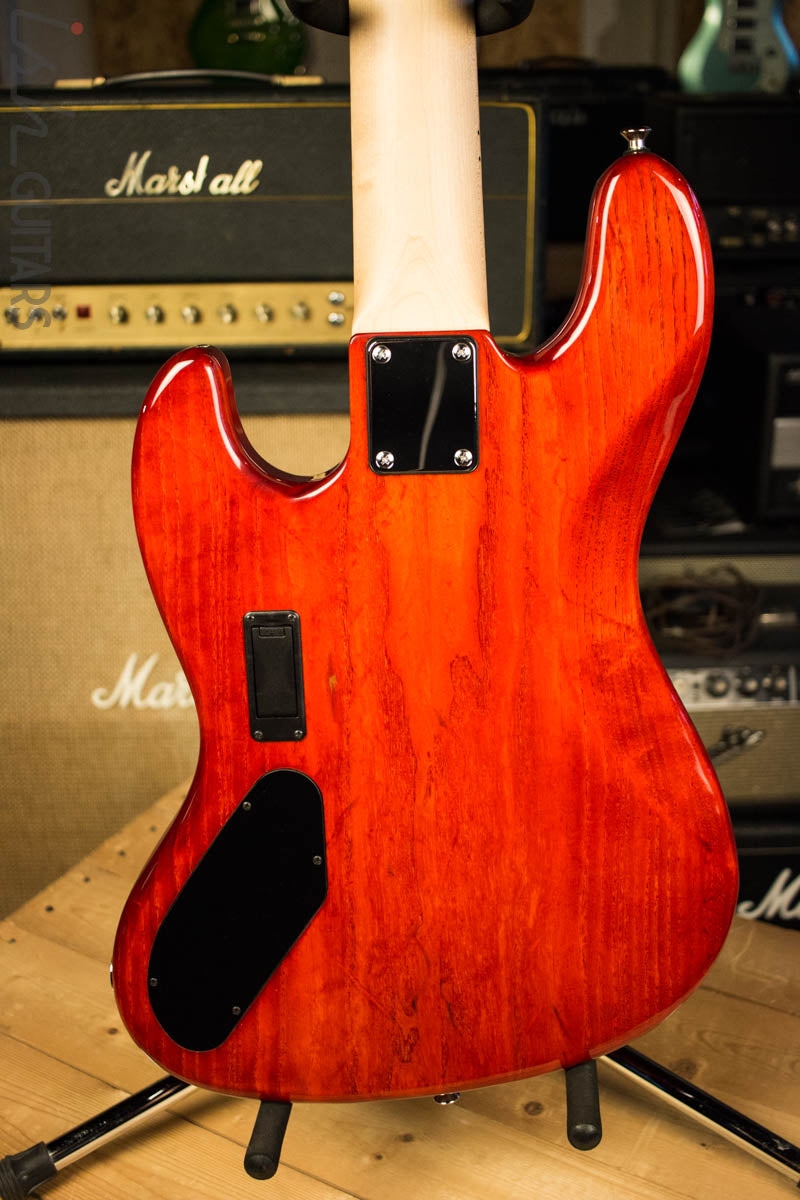 2018 Spector Coda DLX 5 Inferno Red Buckeye Burl Jazz Bass