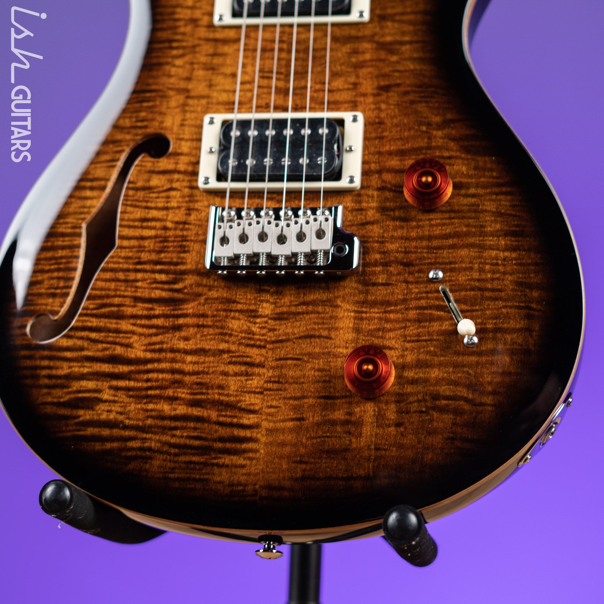 PRS SE Custom 22 Semi-Hollow Black Gold Sunburst – Ish Guitars