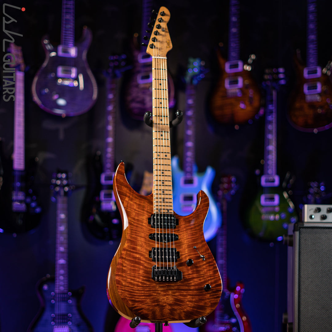 LSL “Pema” XT4-DX 5A Curly Mango Faded Iced Tea Burst