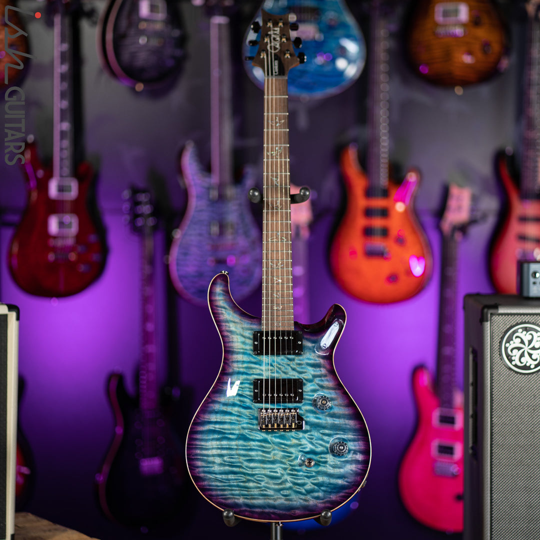 PRS Custom 24 Wood Library Aquabluex Purple Burst One Piece 10 Top Quilt