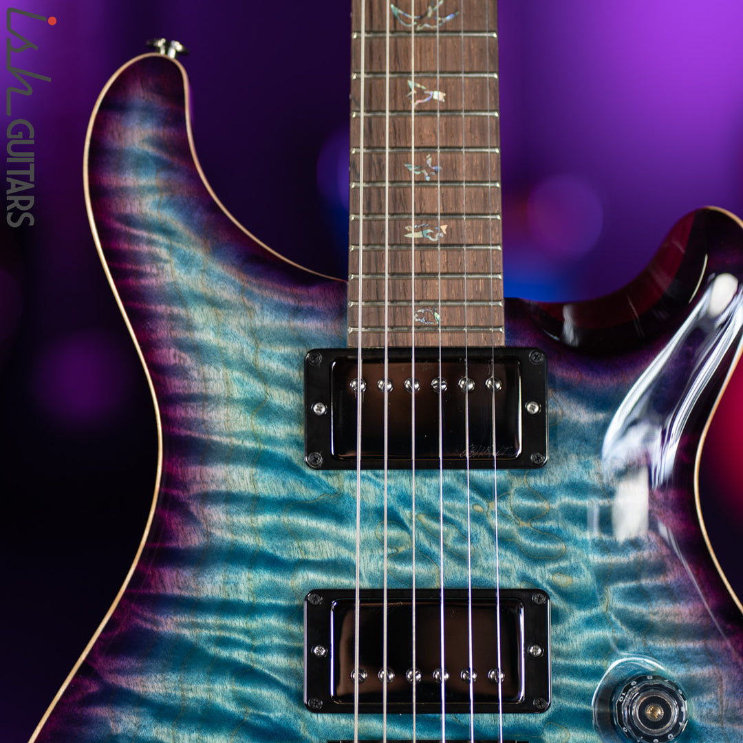 PRS Custom 24 Wood Library Aquabluex Purple Burst One Piece 10 Top Quilt