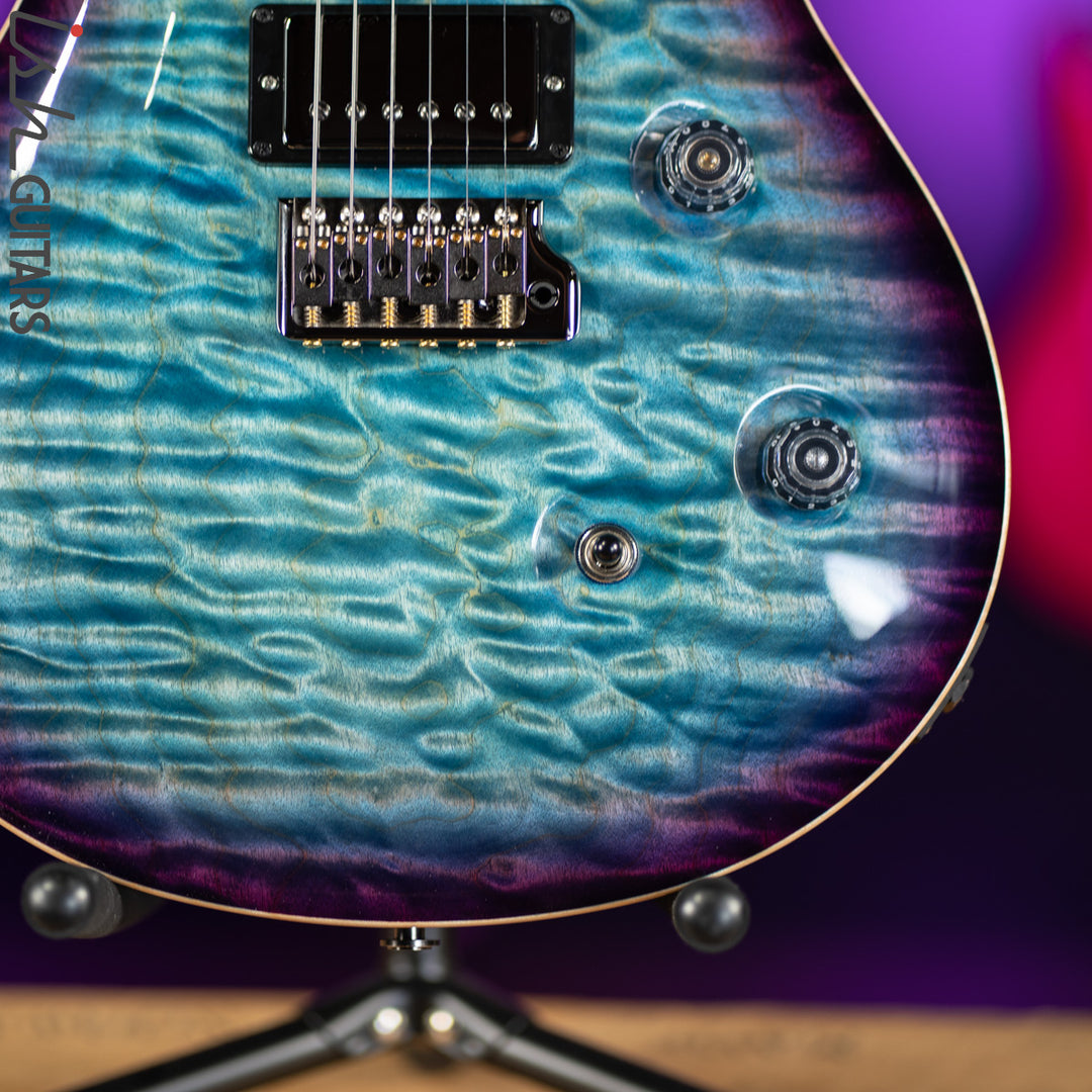 PRS Custom 24 Wood Library Aquabluex Purple Burst One Piece 10 Top Quilt
