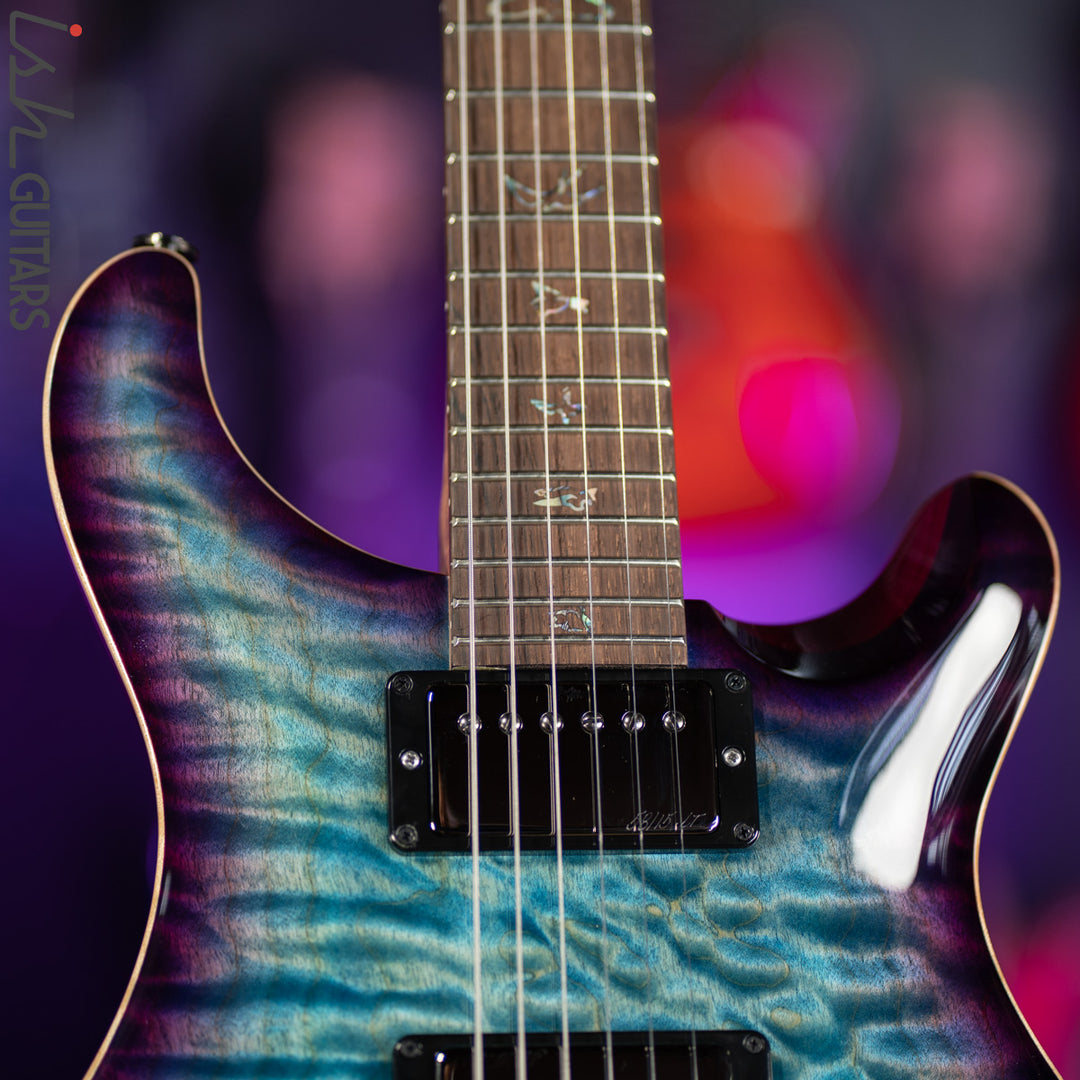 PRS Custom 24 Wood Library Aquabluex Purple Burst One Piece 10 Top Quilt