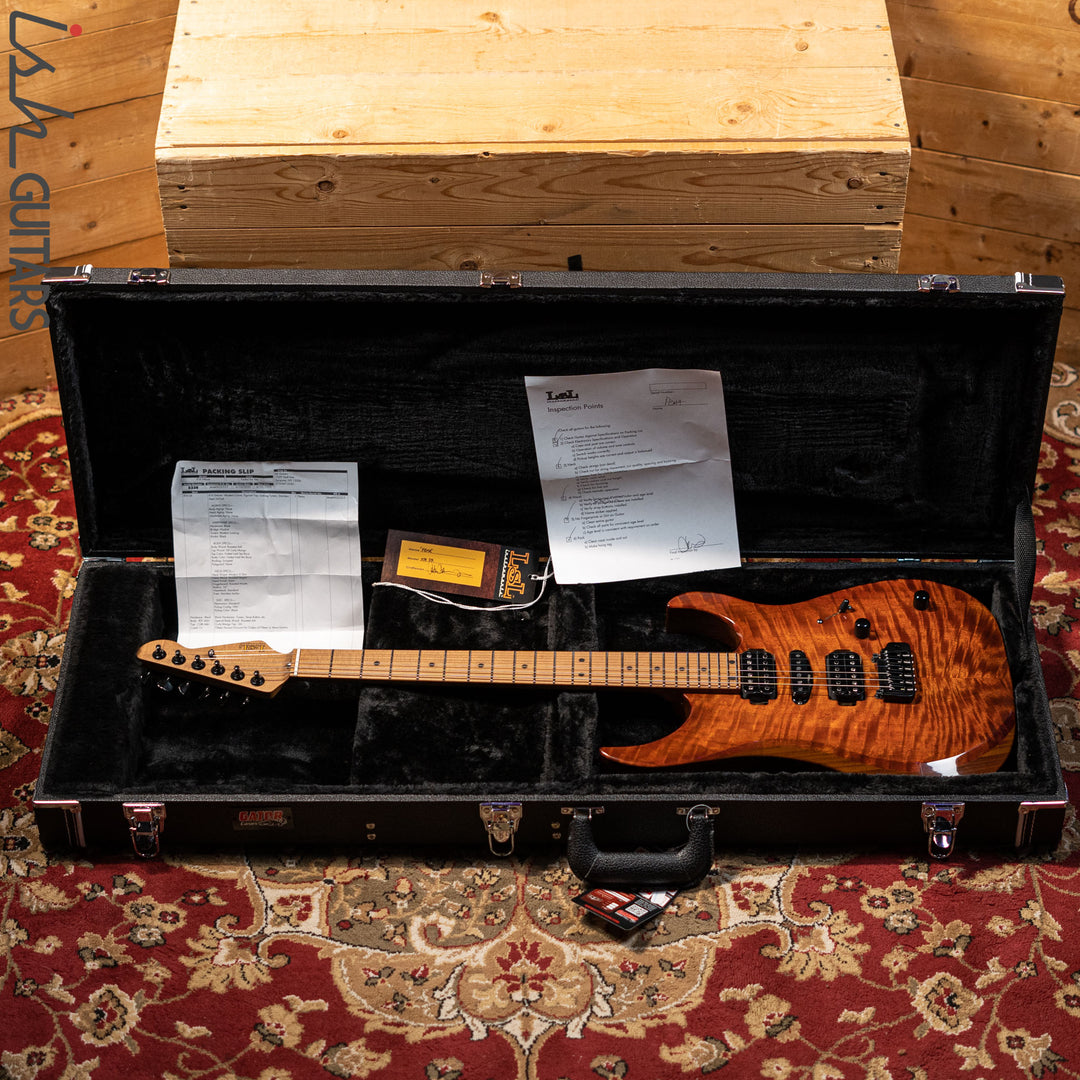 LSL “Pema” XT4-DX 5A Curly Mango Faded Iced Tea Burst