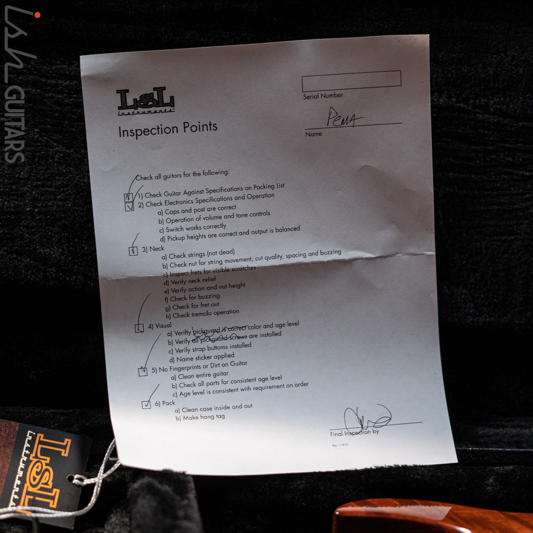 LSL “Pema” XT4-DX 5A Curly Mango Faded Iced Tea Burst