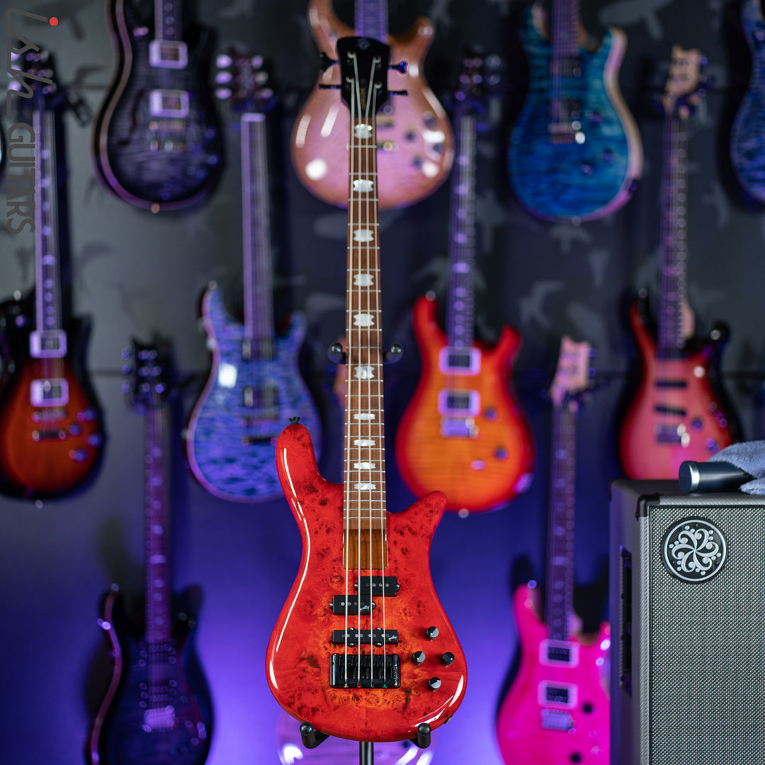 Spector Eurobolt 4 Inferno Red Gloss Poplar Burl Bass Guitar B-STOCK