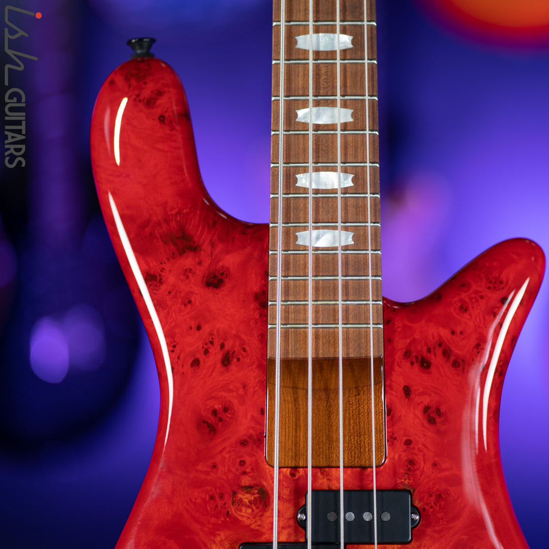 Spector Eurobolt 4 Inferno Red Gloss Poplar Burl Bass Guitar B-STOCK