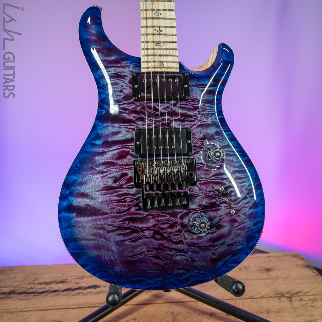 2020 PRS Custom 24 Floyd Wood Library 1 Piece Quilt Ash Violet Blue Burst