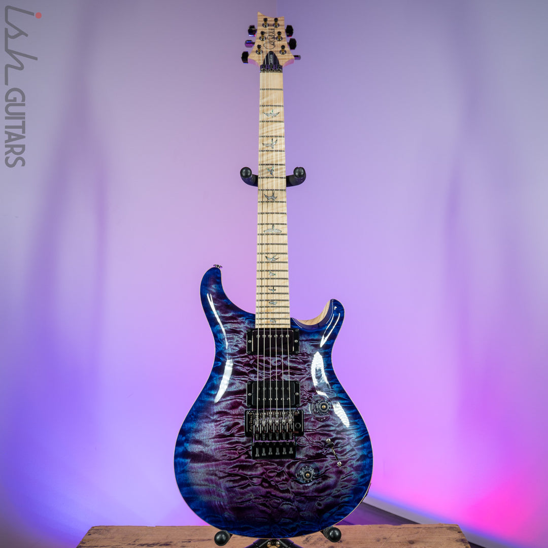 2020 PRS Custom 24 Floyd Wood Library 1 Piece Quilt Ash Violet Blue Burst
