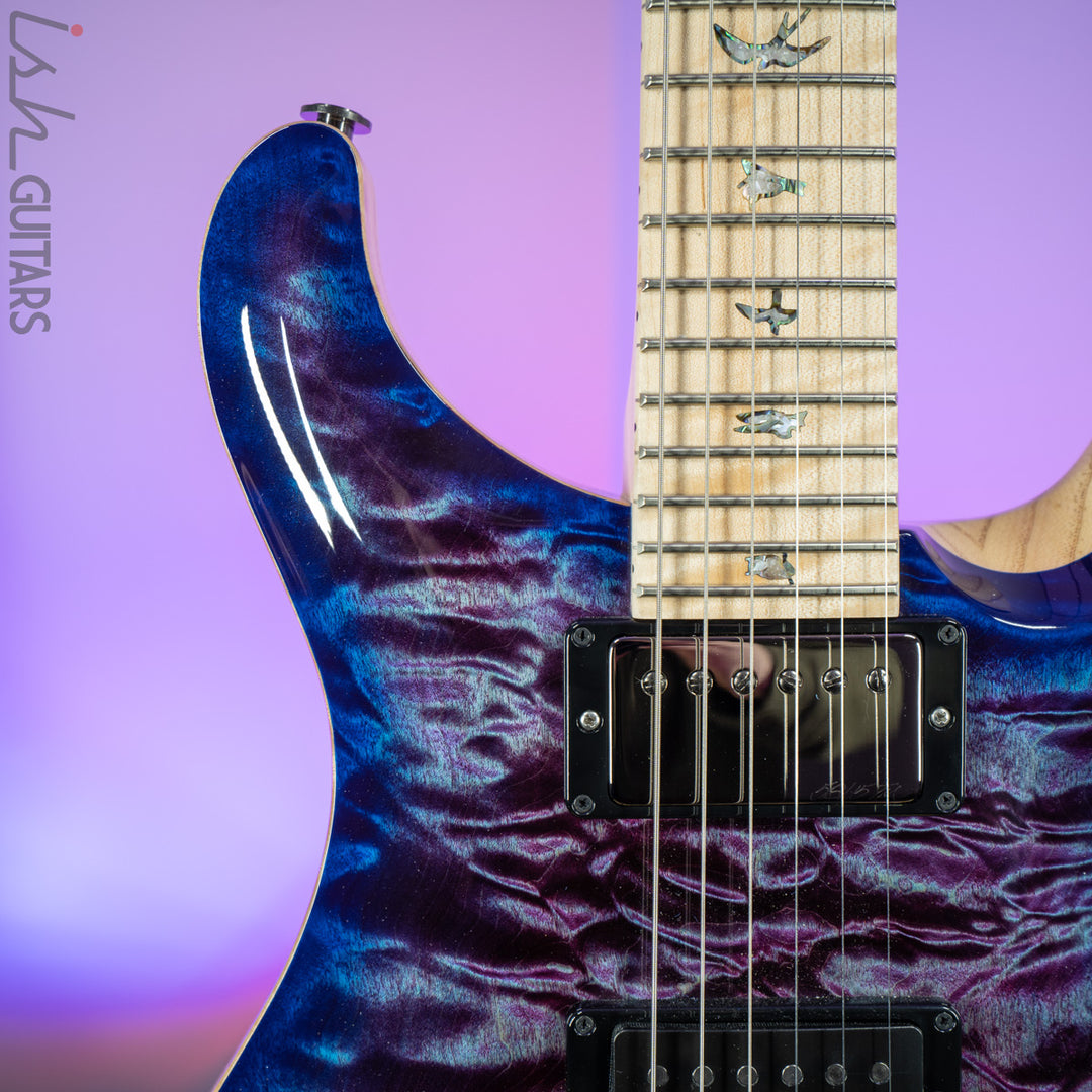 2020 PRS Custom 24 Floyd Wood Library 1 Piece Quilt Ash Violet Blue Burst