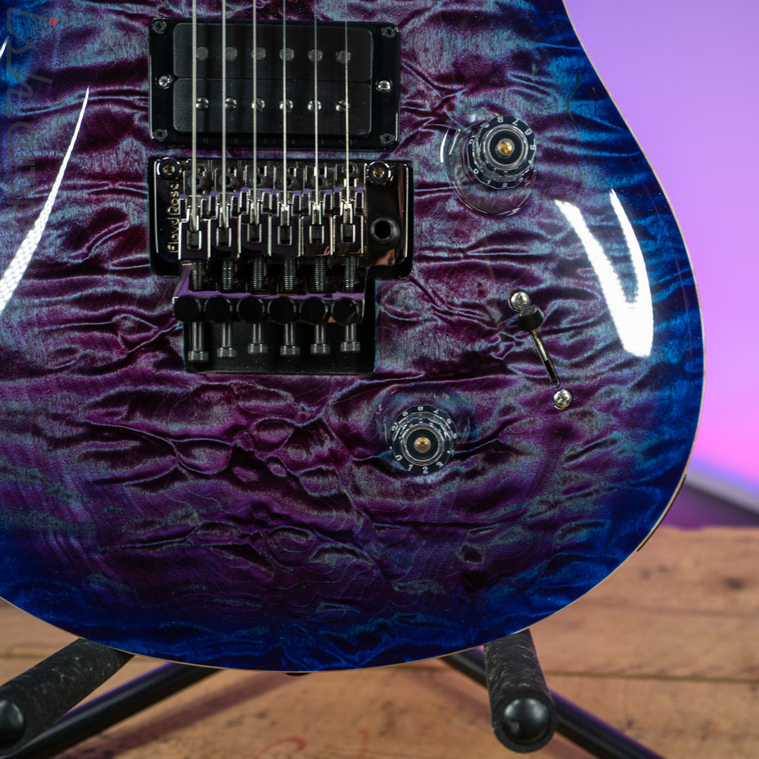 2020 PRS Custom 24 Floyd Wood Library 1 Piece Quilt Ash Violet Blue Burst