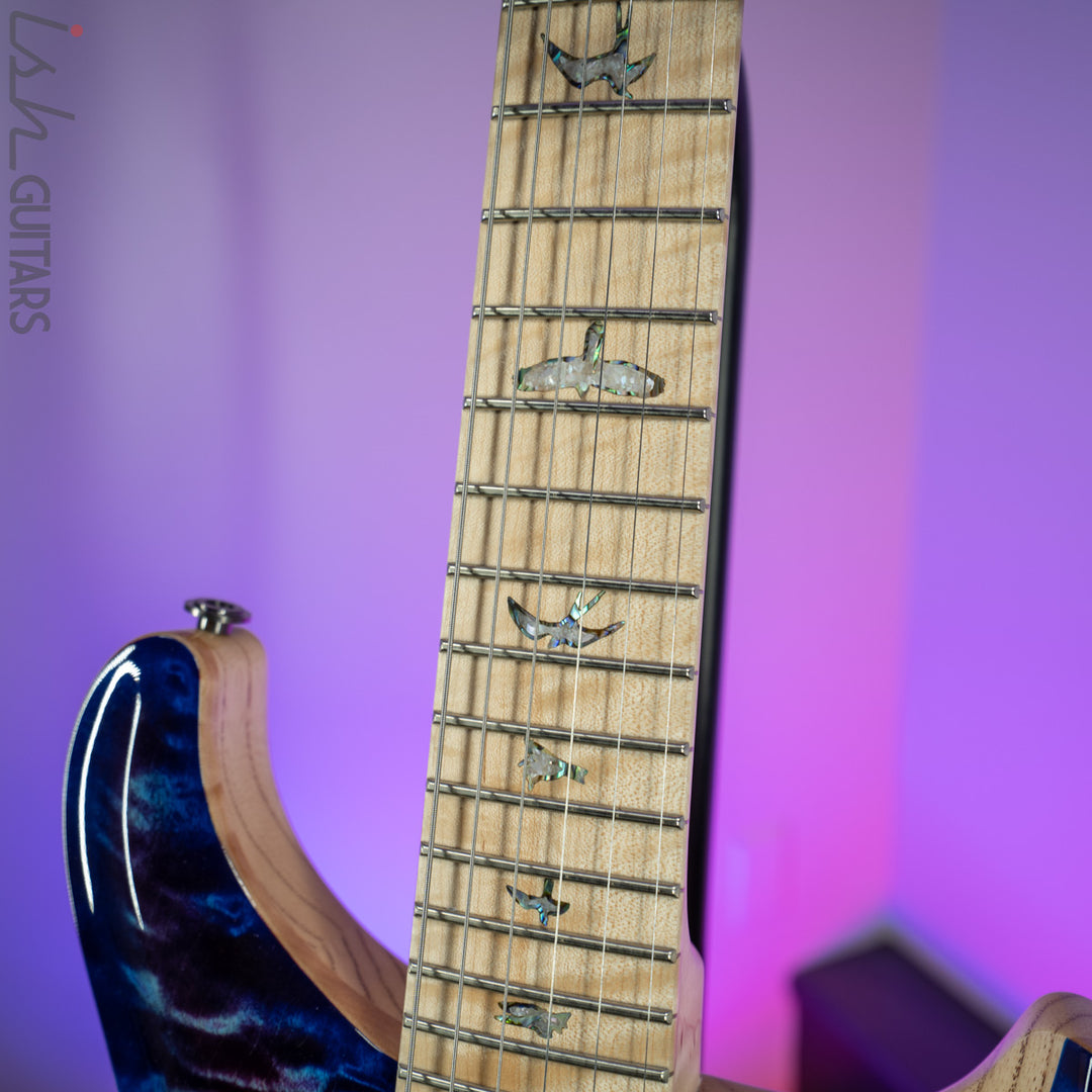 2020 PRS Custom 24 Floyd Wood Library 1 Piece Quilt Ash Violet Blue Burst