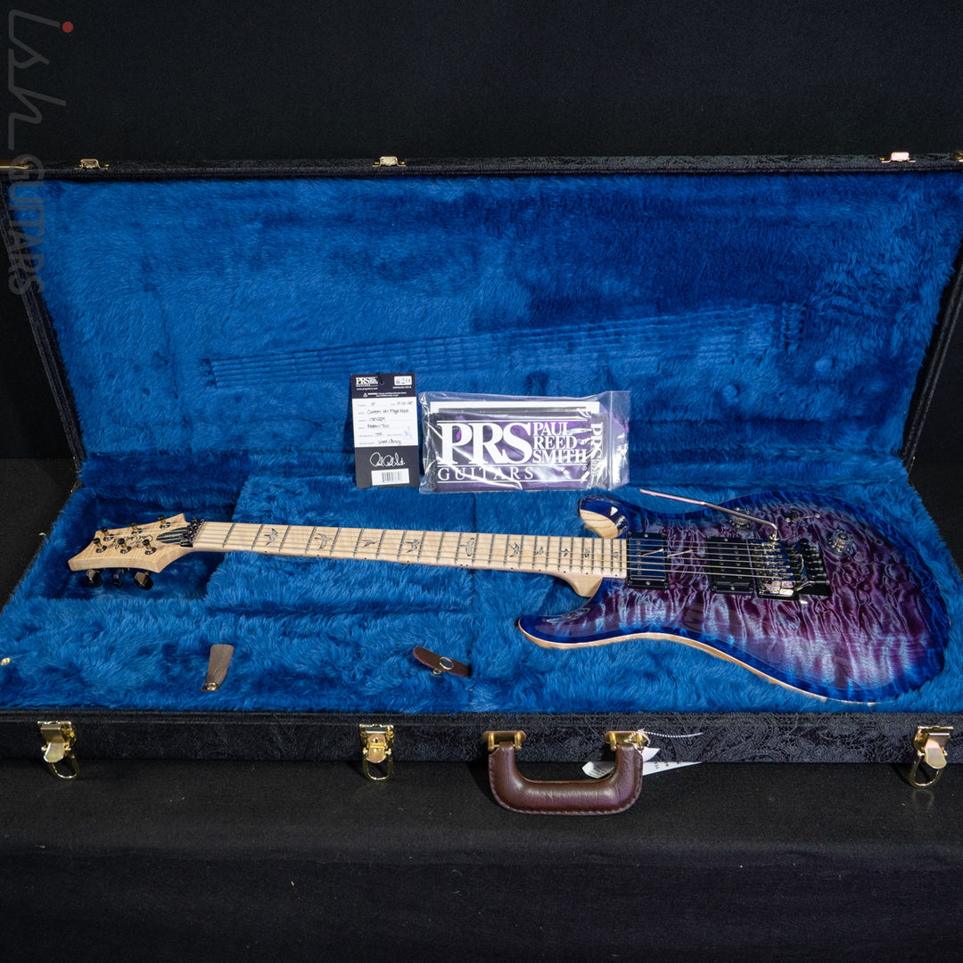 2020 PRS Custom 24 Floyd Wood Library 1 Piece Quilt Ash Violet Blue Burst