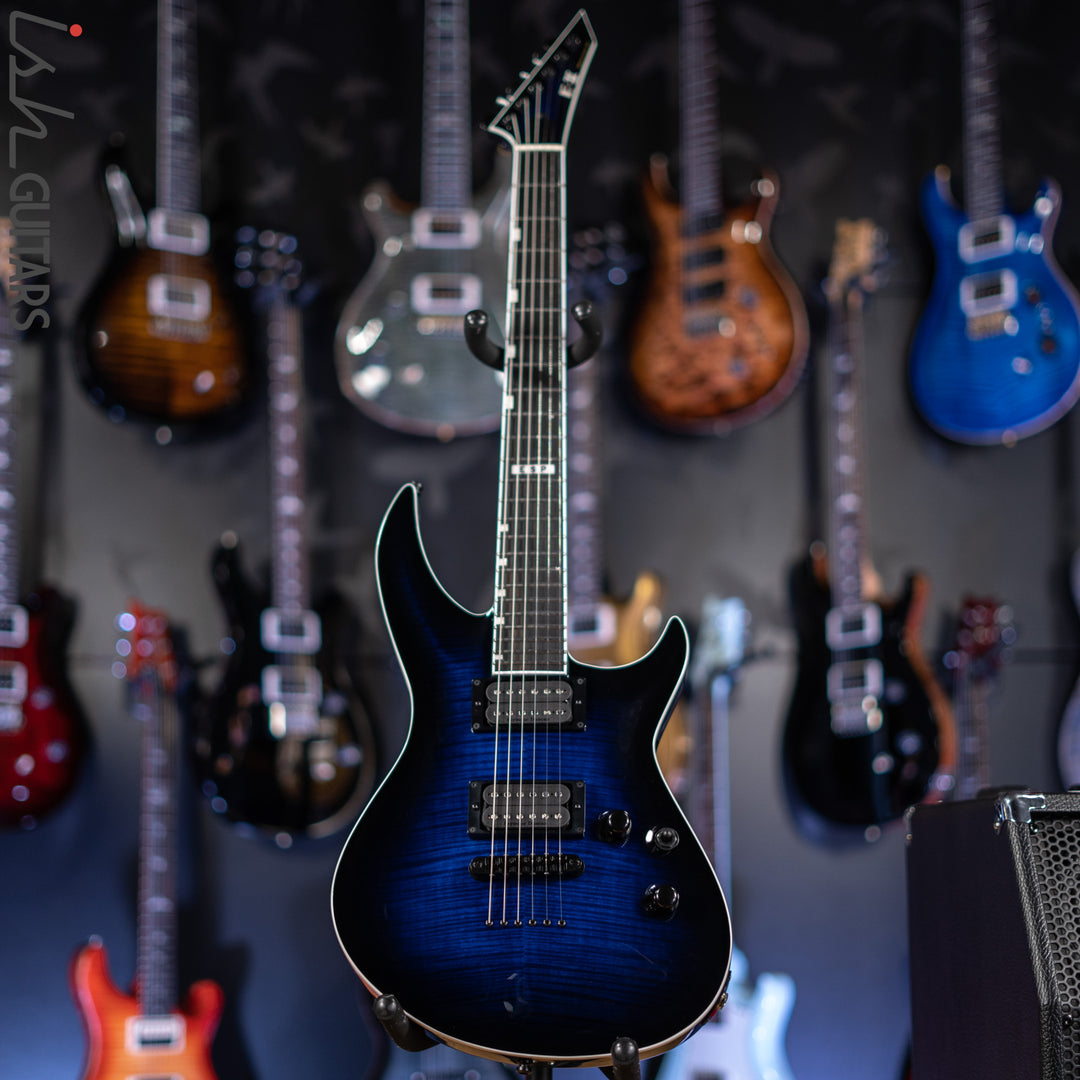 2022 ESP E-II Horizon III Flame Maple Reindeer Blue Gloss