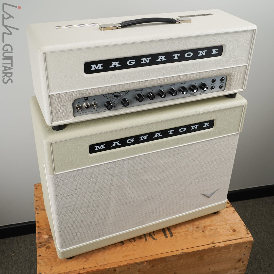 Magnatone Limited Edition White Super 59 MKII Head and Cabinet