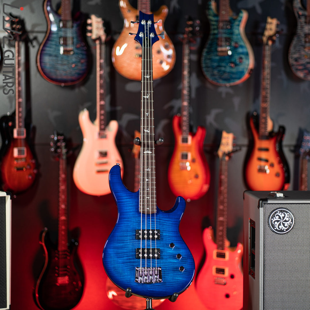 PRS SE Kingfisher Bass Faded Blue Wrap Around Burst
