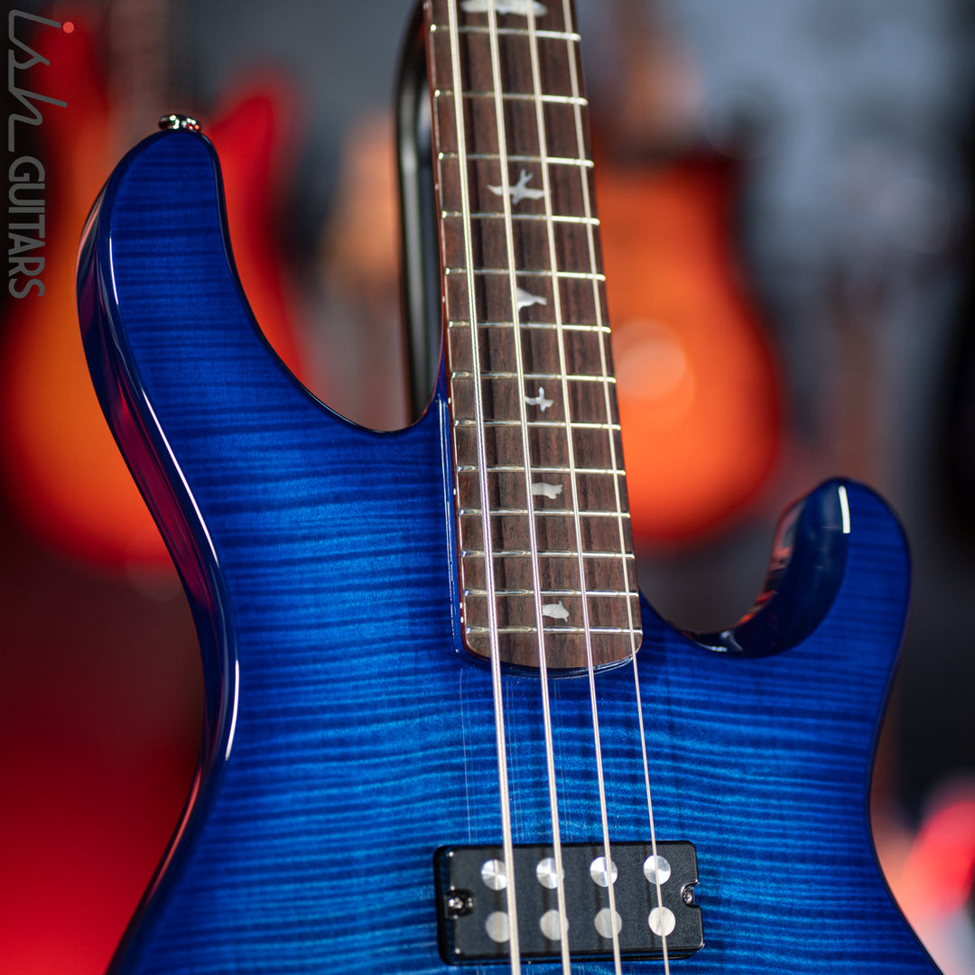 PRS SE Kingfisher Bass Faded Blue Wrap Around Burst