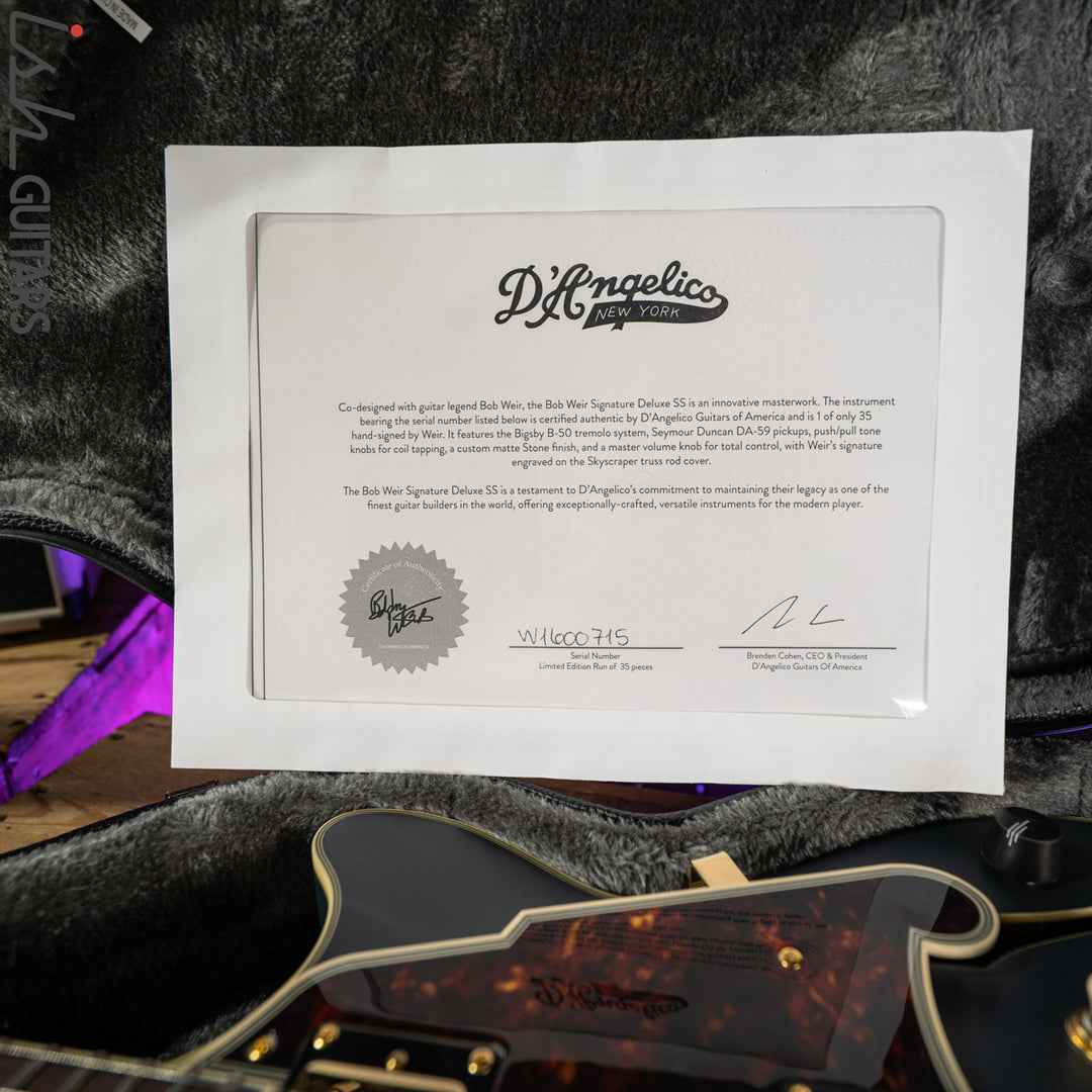 2016 D’Angelico Deluxe Signed by Bob Weir SS Signature Matte Stone