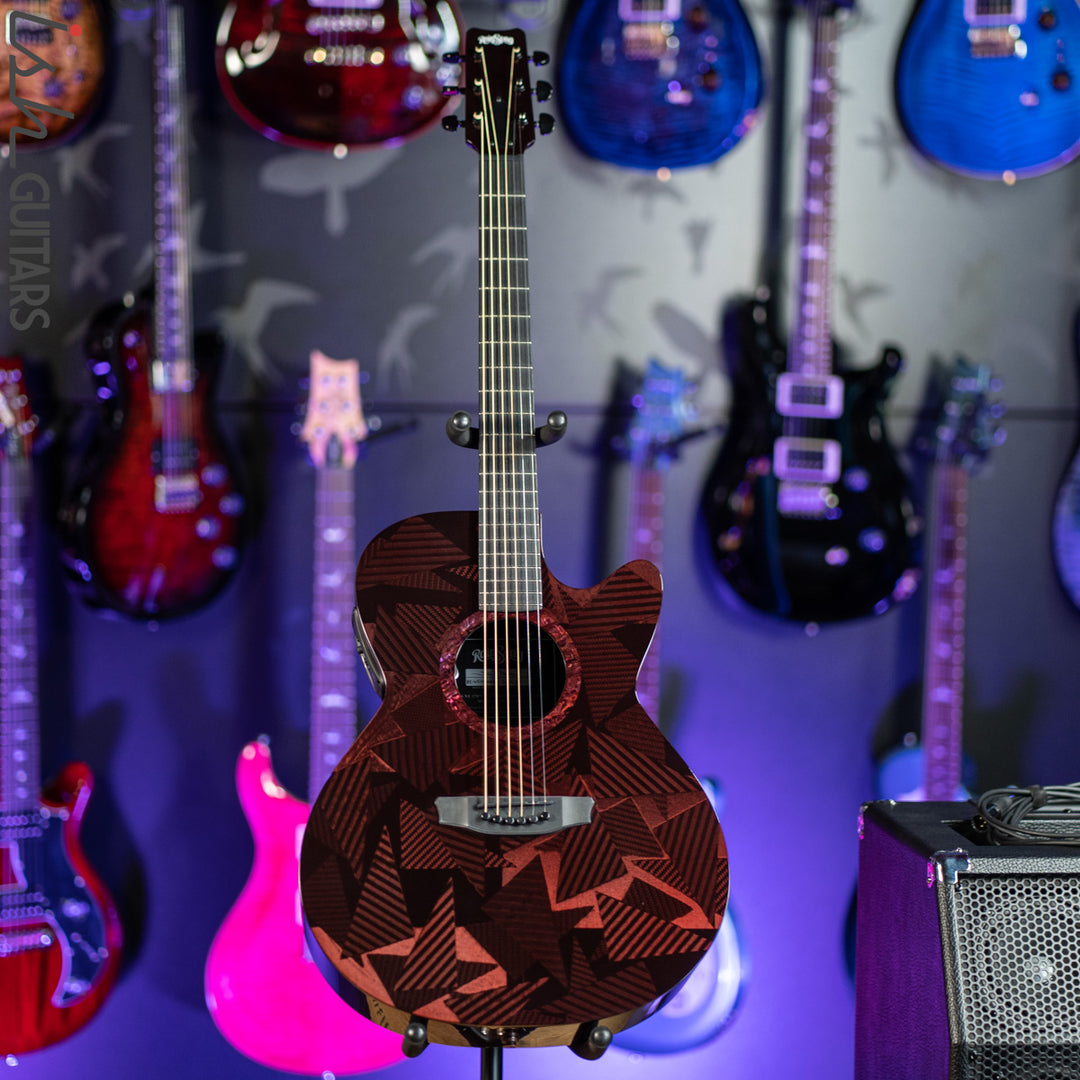 2021 RainSong BI-WS1000N2C Black Ice Acoustic Guitar Ish Exclusive Cranberry Red