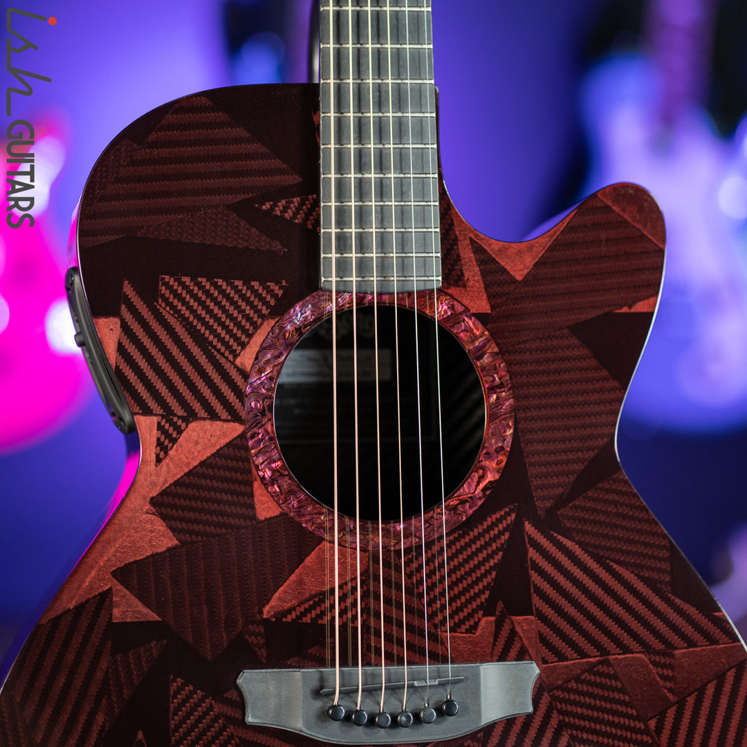 2021 RainSong BI-WS1000N2C Black Ice Acoustic Guitar Ish Exclusive Cranberry Red