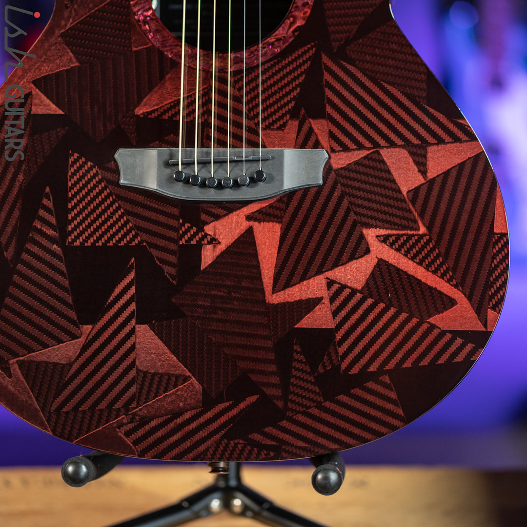 2021 RainSong BI-WS1000N2C Black Ice Acoustic Guitar Ish Exclusive Cranberry Red