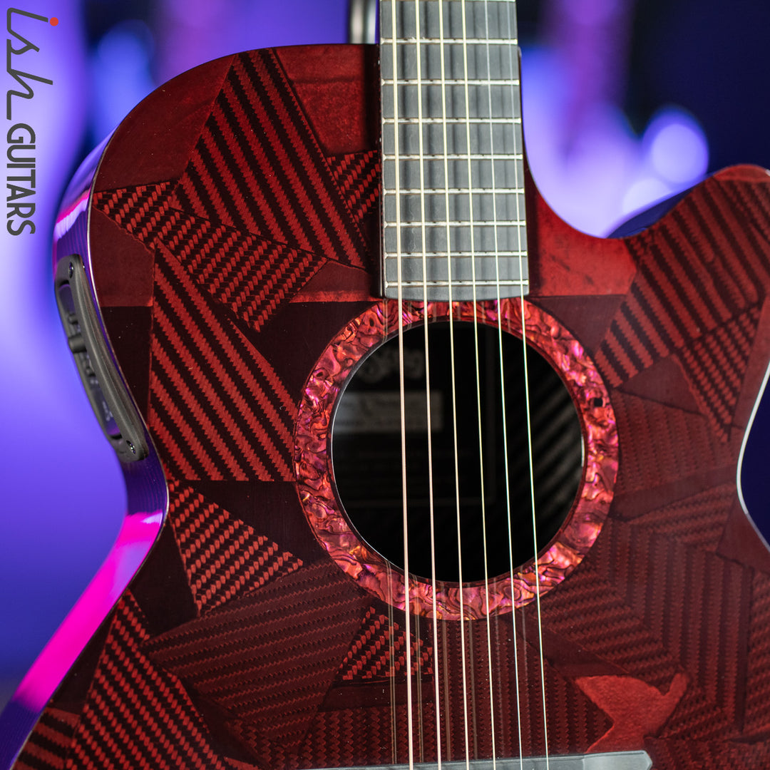 2021 RainSong BI-WS1000N2C Black Ice Acoustic Guitar Ish Exclusive Cranberry Red