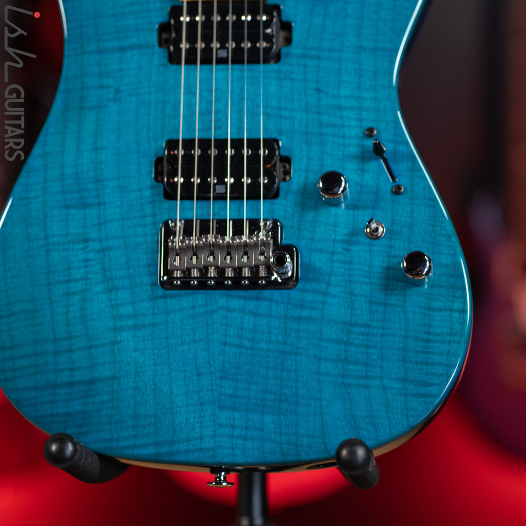 2019 Ibanez Prestige MM1 Martin Miller Signature Transparent Aqua Blue
