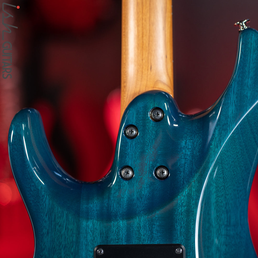 2019 Ibanez Prestige MM1 Martin Miller Signature Transparent Aqua Blue