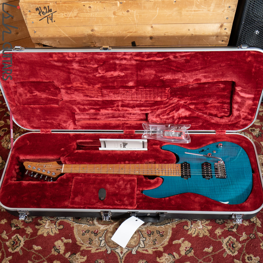 2019 Ibanez Prestige MM1 Martin Miller Signature Transparent Aqua Blue