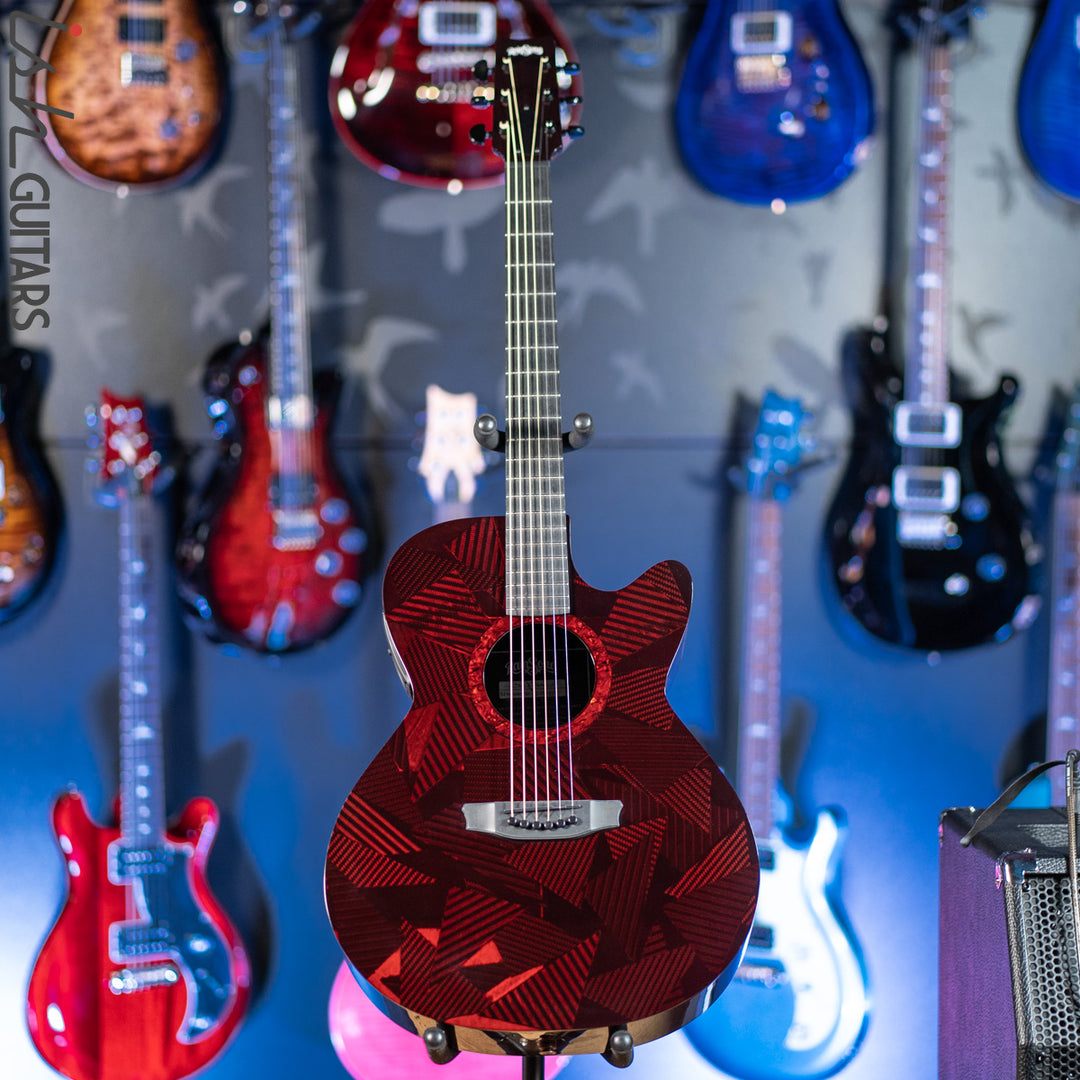 2021 RainSong BI-WS1000N2C Black Ice Acoustic Guitar Ish Exclusive Cranberry Red