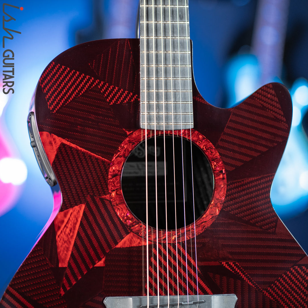 2021 RainSong BI-WS1000N2C Black Ice Acoustic Guitar Ish Exclusive Cranberry Red