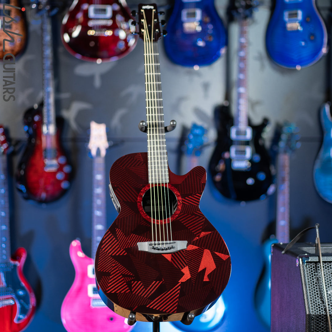 2021 RainSong BI-WS1000N2C Black Ice Acoustic Guitar Ish Exclusive Cranberry Red