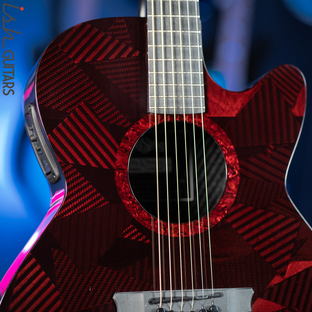 2021 RainSong BI-WS1000N2C Black Ice Acoustic Guitar Ish Exclusive Cranberry Red