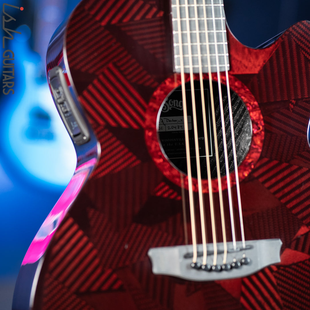 2021 RainSong BI-WS1000N2C Black Ice Acoustic Guitar Ish Exclusive Cranberry Red