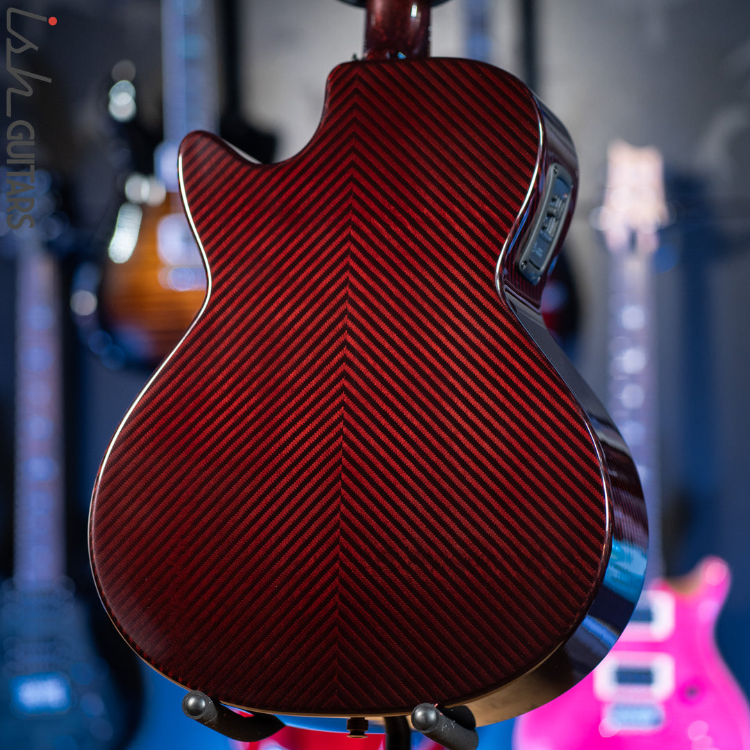 2021 RainSong BI-WS1000N2C Black Ice Acoustic Guitar Ish Exclusive Cranberry Red